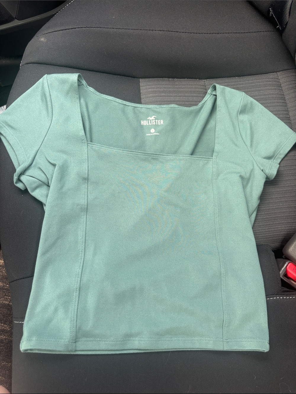 Hollister Square Neck Short Sleeve Crop Top - Teal